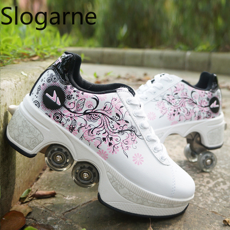 Running Shoes - Mulher 4 rodas deformação patins sapatos